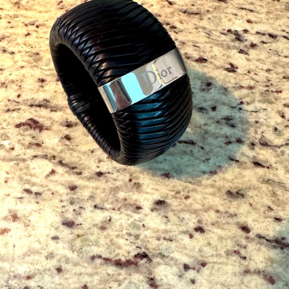 Dior brown Leather Bracelet with Silver Detail